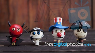 Hanmade Halloween Wooden Ghost Doll Stock Photo