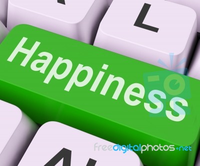 Happiness Key Means Delight Or Joy
 Stock Image