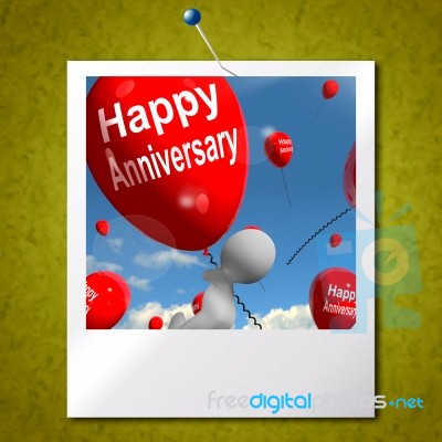 Happy Anniversary Photo Shows Cheerful Festivities And Parties Stock Image