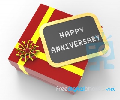 Happy Anniversary Present Means Romantic Remembrance Or Annual S… Stock Image