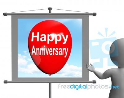 Happy Anniversary Sign Shows Cheerful Festivities And Parties Stock Image