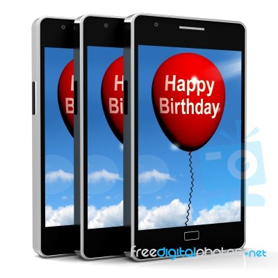 Happy Birthday Balloon Shows Cheerful Festivities And Parties Stock Image