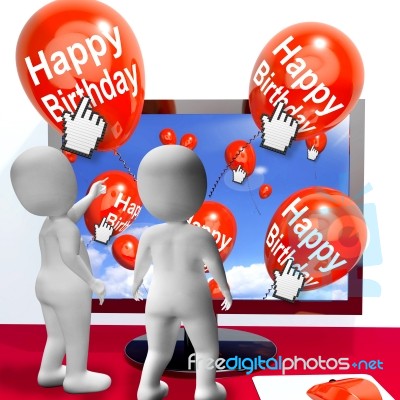 Happy Birthday Balloons Show Festivities And Invitations Interne… Stock Image