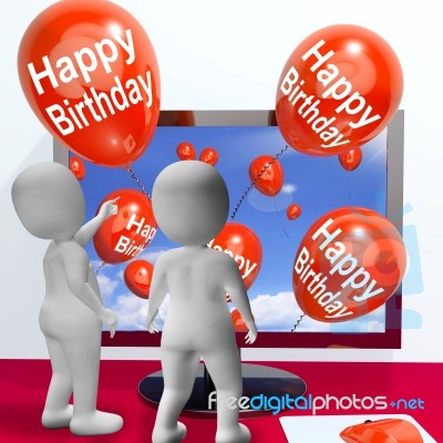 Happy Birthday Balloons Show Festivities And Invitations Online Stock Image