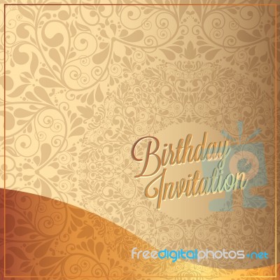 Happy Birthday  Glod Color Card And Background Design Stock Photo Stock Image