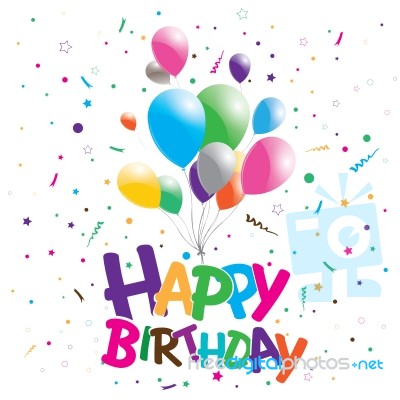 Happy Birthday On A Party Background. Happy Birthday With Multicolored Balloons Stock Image