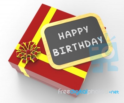 Happy Birthday Present Shows Cheerful Event Or Occasion Stock Image