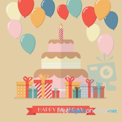 Happy Birthday Vintage Greeting Card Stock Image