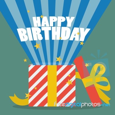 Happy Birthday With A Gift Box Stock Image