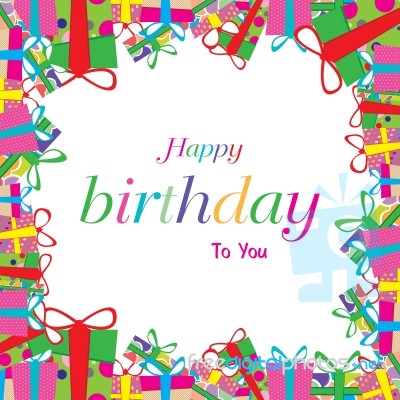 Happy Birthday With Colorful Gift Isolated On White Background Stock Image