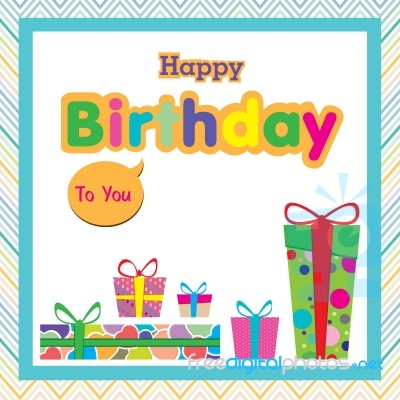 Happy Birthday With Colorful Gift On Colorful Background Stock Image