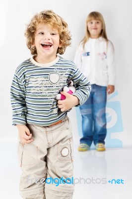 Happy Boy And Girl Stock Photo