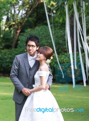 Happy Bride And Groom Stock Photo