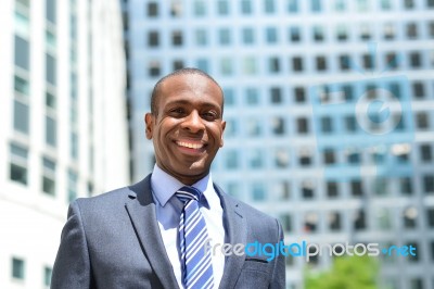 Happy Businessman Posing At Outdoors Stock Photo