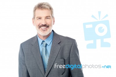 Happy Businessman Posing To Camera Stock Photo