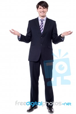 Happy Businessman With Open Arms Stock Photo