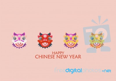 Happy Chinese New Year With Dancing Lions Stock Image