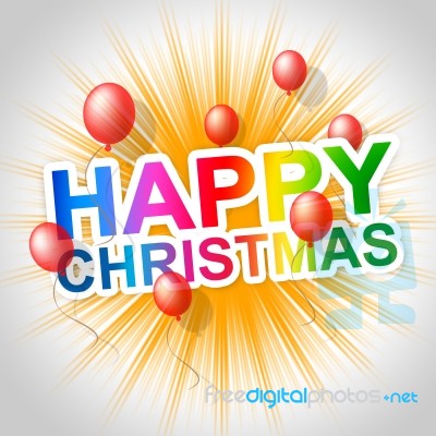 Happy Christmas Shows New Year And Cheerful Stock Image