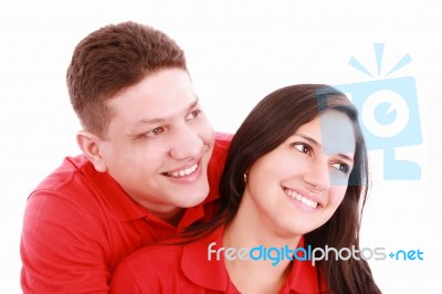 Happy Couple Hugging Each Other Stock Photo