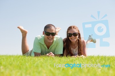 Happy Couple In The Park Stock Photo