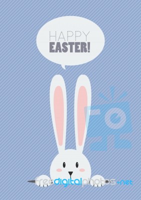 Happy Easter With White Rabbit Stock Image