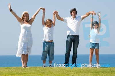 Happy family enjoying holiday Stock Photo