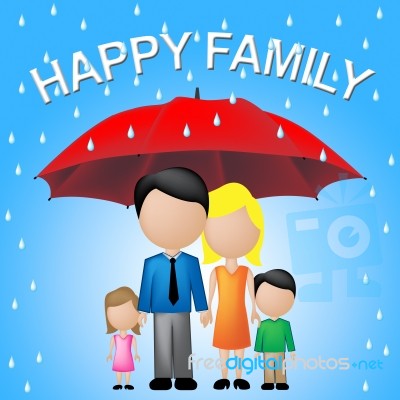 Happy Family Indicates Parenting Joy And Fun Stock Image