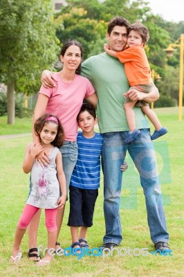 Happy Family Of Five Stock Photo