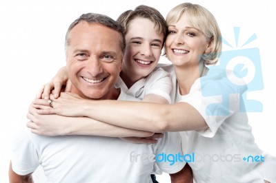 Happy Family On White Background Stock Photo