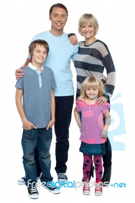 Happy Family With Cheerful Children Stock Photo