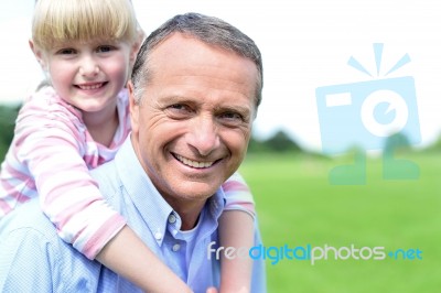 Happy Father And Daughter At Outdoors Stock Photo