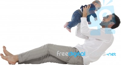 Happy Father Playing With Son Stock Photo