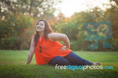 Happy Woman Posing Outdoor Stock Photo