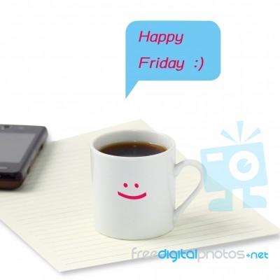 Happy Friday Coffee Cup Stock Photo