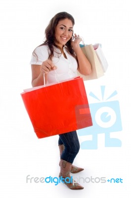 Happy Girl With Shopping Bags Stock Photo