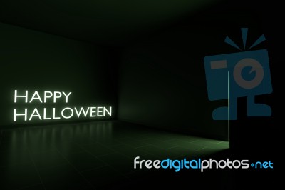 Happy Halloween In Dark Room 3d Render Stock Image