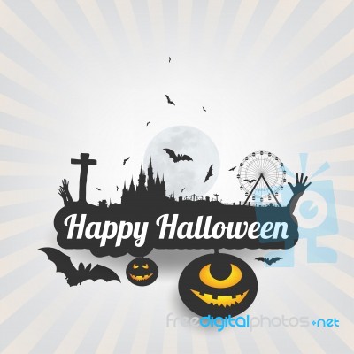 Happy Halloween Message Design Background,card,  Illustrat Stock Image