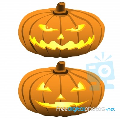 Happy Halloween Pumpkin Heads- Illustration Stock Image