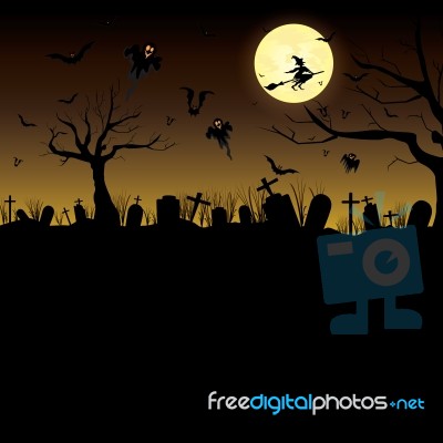 Happy Halloween Pumpkin In Moon Night On Black Sky Stock Image