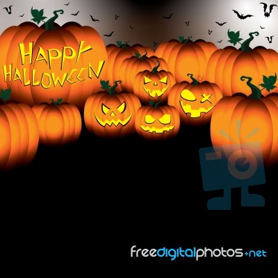 Happy Halloween Pumpkin On Black Night Sky Background Stock Image