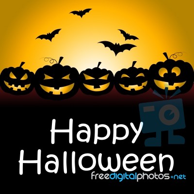 Happy Halloween Represents Trick Or Treat And Spooky Stock Image