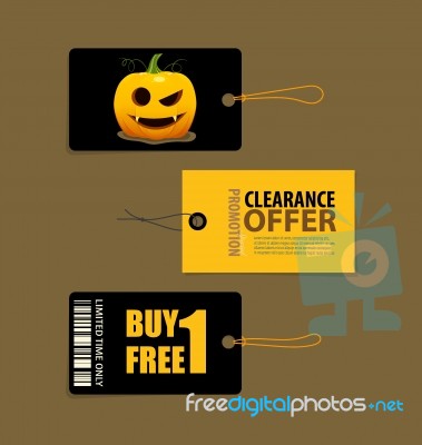 Happy Halloween. Sale Coupon, Voucher And Tag Stock Image