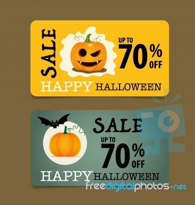 Happy Halloween. Sale Coupon, Voucher And Tag Stock Image