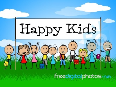 Happy Kids Banner Represents Jubilant Happiness And Child Stock Image