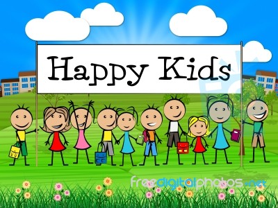 Happy Kids Banner Shows Childhood Happiness And Toddlers Stock Image