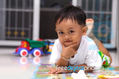 Happy Little Boy Stock Photo