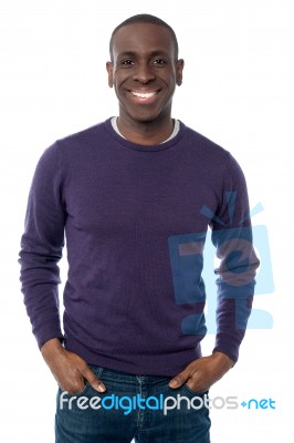 Happy Male Model Posing Casually Stock Photo