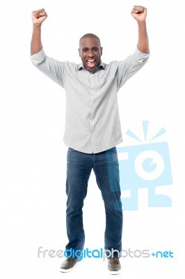 Happy Man Celebrating His Success Stock Photo