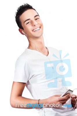 Happy Man With Headphones Stock Photo