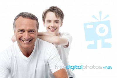 Happy Mature Father And Son Posing Stock Photo